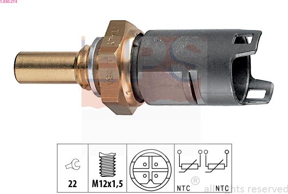 EPS 1.830.274 - Devējs, Dzesēšanas šķidruma temperatūra www.autospares.lv