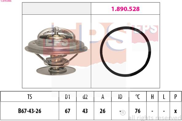 EPS 1.879.996 - Termostats, Dzesēšanas šķidrums www.autospares.lv