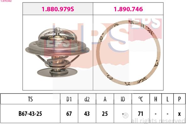 EPS 1.879.942 - Termostats, Dzesēšanas šķidrums www.autospares.lv