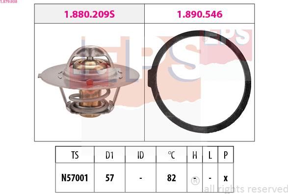 EPS 1.879.938 - Termostats, Dzesēšanas šķidrums www.autospares.lv