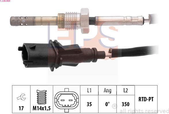 EPS 1.220.068 - Датчик, температура выхлопных газов www.autospares.lv