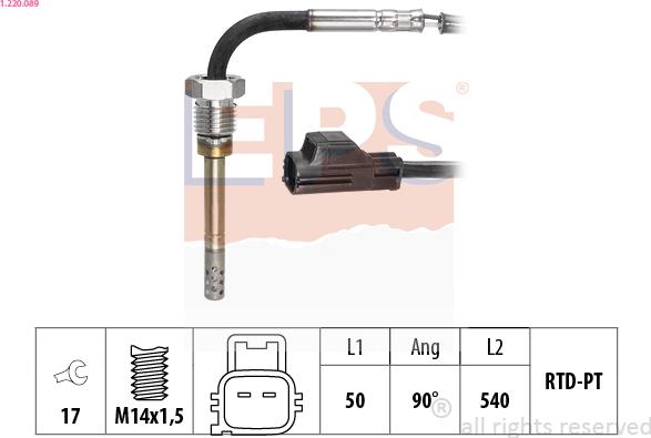 EPS 1.220.089 - Devējs, Izplūdes gāzu temperatūra www.autospares.lv