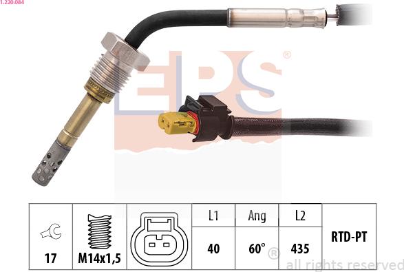 EPS 1.220.084 - Devējs, Izplūdes gāzu temperatūra www.autospares.lv