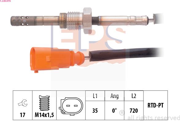 EPS 1.220.076 - Devējs, Izplūdes gāzu temperatūra www.autospares.lv