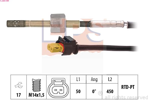 EPS 1.220.189 - Devējs, Izplūdes gāzu temperatūra www.autospares.lv