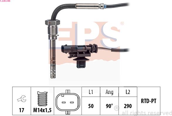 EPS 1.220.346 - Devējs, Izplūdes gāzu temperatūra www.autospares.lv