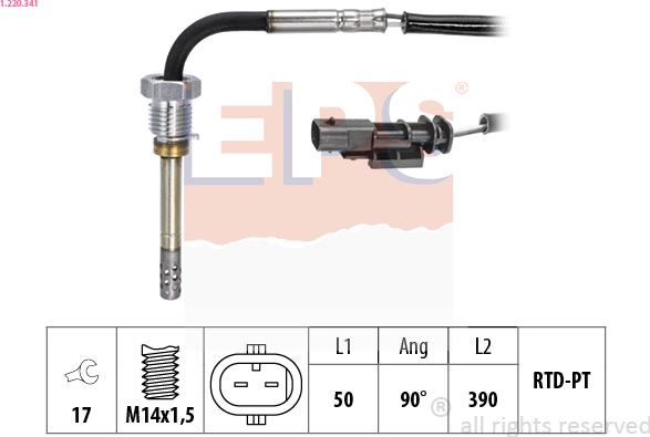 EPS 1.220.341 - Devējs, Izplūdes gāzu temperatūra www.autospares.lv