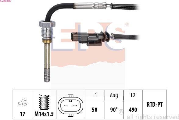 EPS 1.220.356 - Devējs, Izplūdes gāzu temperatūra www.autospares.lv