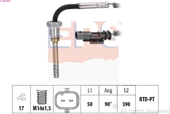 EPS 1.220.204 - Devējs, Izplūdes gāzu temperatūra www.autospares.lv