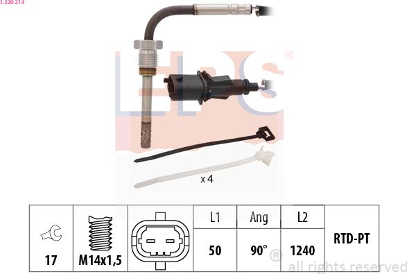 EPS 1.220.214 - Devējs, Izplūdes gāzu temperatūra www.autospares.lv