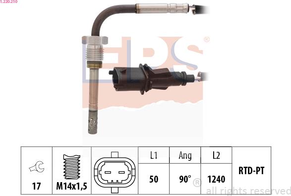 EPS 1.220.210 - Devējs, Izplūdes gāzu temperatūra www.autospares.lv