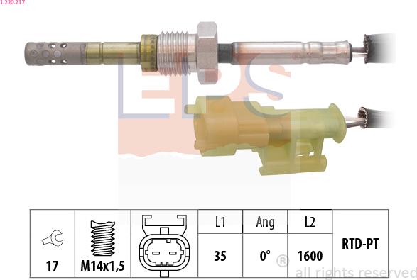 EPS 1.220.217 - Devējs, Izplūdes gāzu temperatūra www.autospares.lv