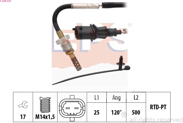 EPS 1.220.223 - Devējs, Izplūdes gāzu temperatūra www.autospares.lv