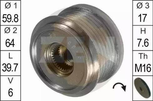 ERA 219061 - Pulley, alternator, freewheel clutch www.autospares.lv