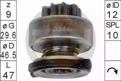 ERA 225463 - Ведущая шестерня, бендикс, стартер www.autospares.lv