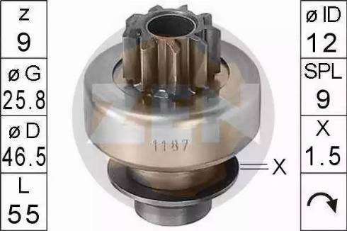 ERA 225554 - Pinion, bendix, starter www.autospares.lv