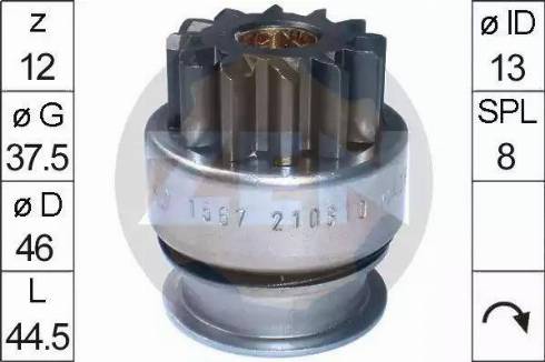 ERA 225662 - Ведущая шестерня, бендикс, стартер www.autospares.lv