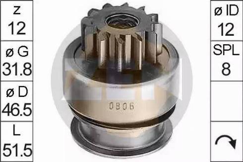 ERA 225352 - Ведущая шестерня, бендикс, стартер www.autospares.lv