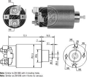 ERA ZM4698 - Тяговое реле, соленоид, стартер www.autospares.lv