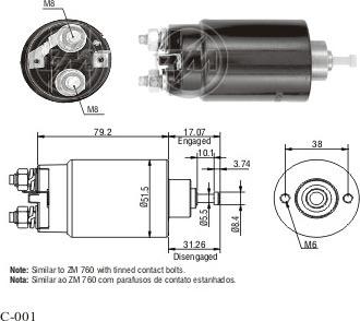 ERA ZM1760 - Solenoid Switch, starter www.autospares.lv