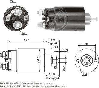 ERA ZM760 - Solenoid Switch, starter www.autospares.lv