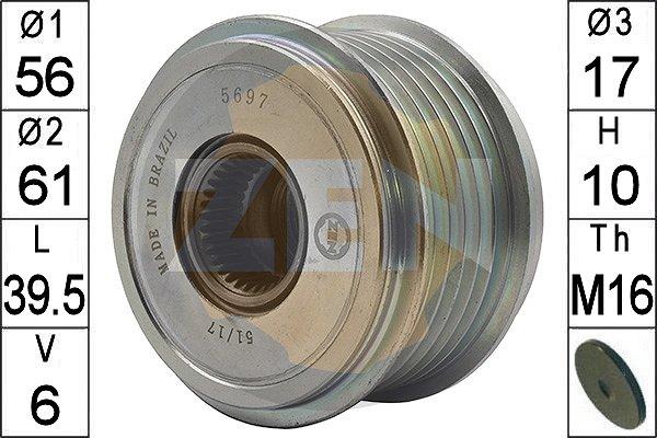 ERA ZN5697 - Pulley, alternator, freewheel clutch www.autospares.lv