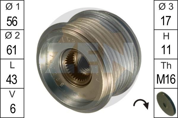 ERA ZN5378 - Pulley, alternator, freewheel clutch www.autospares.lv