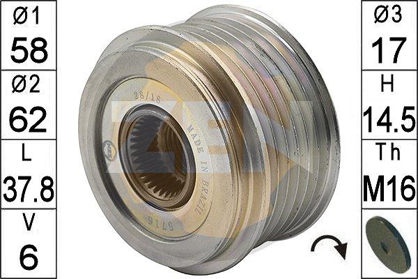 ERA ZN5716 - Pulley, alternator, freewheel clutch www.autospares.lv