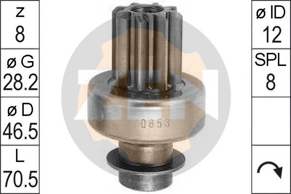 ERA ZN0853 - Ведущая шестерня, бендикс, стартер www.autospares.lv