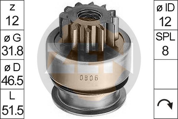 ERA ZN0806 - Ведущая шестерня, бендикс, стартер www.autospares.lv