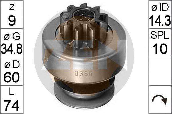 ERA ZN0366 - Ведущая шестерня, бендикс, стартер www.autospares.lv