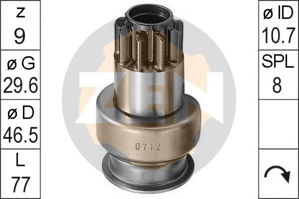 ERA ZN0712 - Pinion, bendix, starter www.autospares.lv