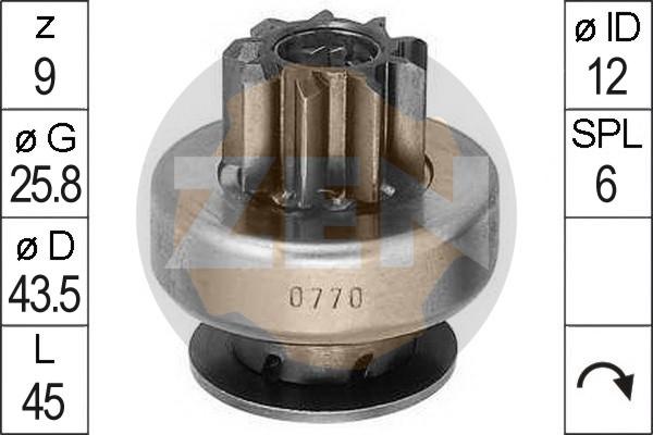 ERA ZN0770 - Ведущая шестерня, бендикс, стартер www.autospares.lv