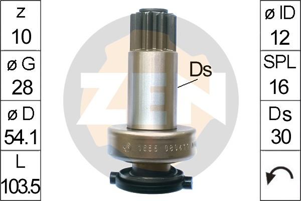 ERA ZN1655 - Ведущая шестерня, бендикс, стартер www.autospares.lv