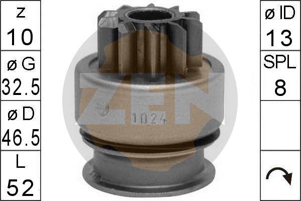 ERA ZN1024 - Ведущая шестерня, бендикс, стартер www.autospares.lv