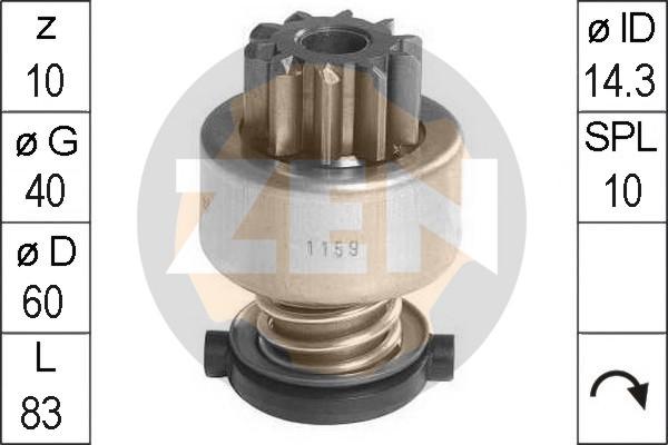 ERA ZN1159 - Ведущая шестерня, бендикс, стартер www.autospares.lv