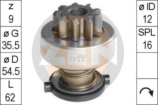 ERA ZN1158 - Ведущая шестерня, бендикс, стартер www.autospares.lv