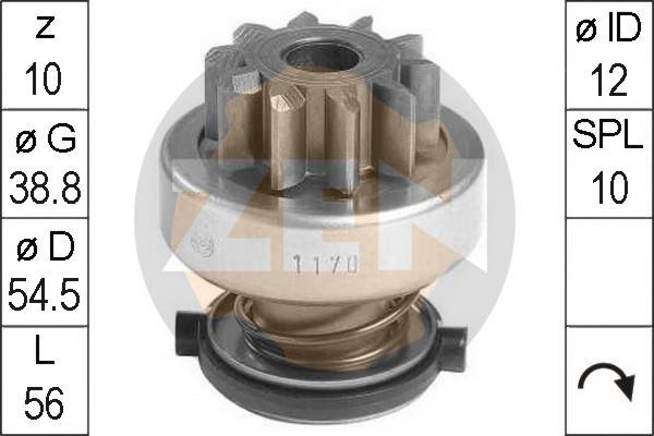 ERA ZN1170 - Pinion, bendix, starter www.autospares.lv