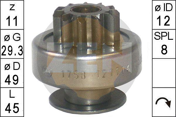 ERA ZN1758 - Pinion, bendix, starter www.autospares.lv