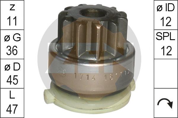 ERA ZN1714 - Ведущая шестерня, бендикс, стартер www.autospares.lv