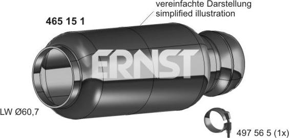 ERNST 465151 - Ремонтная трубка, катализатор www.autospares.lv