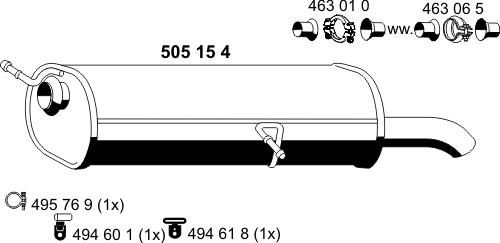 ERNST 505154 - Izplūdes gāzu trokšņa slāpētājs (pēdējais) www.autospares.lv