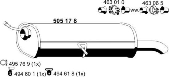 ERNST 505178 - Izplūdes gāzu trokšņa slāpētājs (pēdējais) autospares.lv