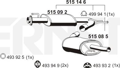 ERNST 515146 - Izplūdes gāzu trokšņa slāpētājs (pēdējais) autospares.lv