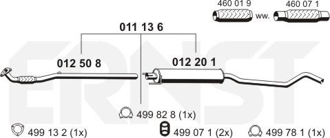 ERNST 011136 - Vidējais izpl. gāzu trokšņa slāpētājs autospares.lv