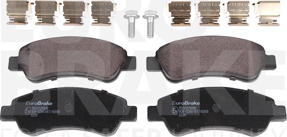 Eurobrake 5502229996 - Тормозные колодки, дисковые, комплект www.autospares.lv