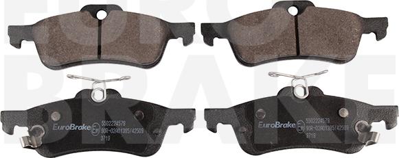 Eurobrake 5502224579 - Тормозные колодки, дисковые, комплект www.autospares.lv