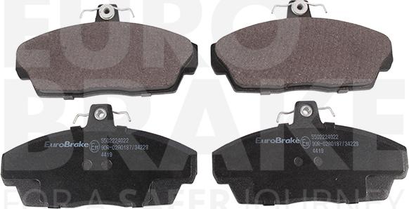 Eurobrake 5502224022 - Тормозные колодки, дисковые, комплект www.autospares.lv