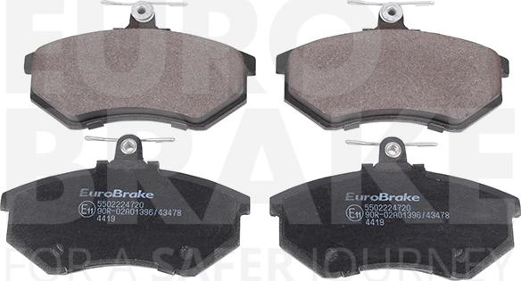 Eurobrake 5502224720 - Тормозные колодки, дисковые, комплект www.autospares.lv