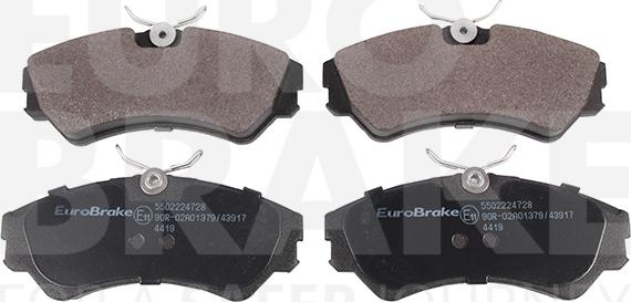 Eurobrake 5502224728 - Тормозные колодки, дисковые, комплект www.autospares.lv